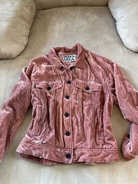 Pam & Gela Rose-Coral Velvet Utility Jacket